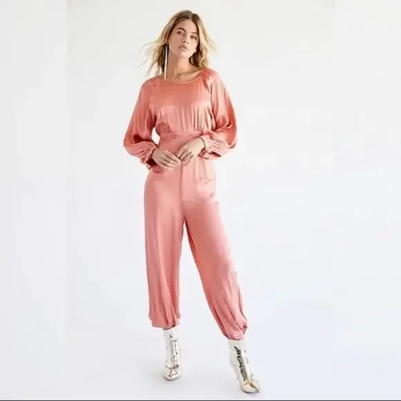 FREE PEOPLE Ordinary Magic Jumpsuit SATIN Size 6 NWT - Picture 3 of 5